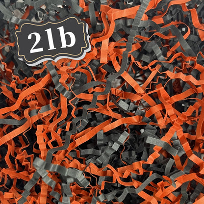 ZEBMOON 2 LB Black Orange Crinkle Cut Paper Shred Filler Great for Gift Wrapping, Halloween Basket Filling, Birthday, Wedding, Thanksgiving, Graduation, New Year Party Decorations Filling Supplies