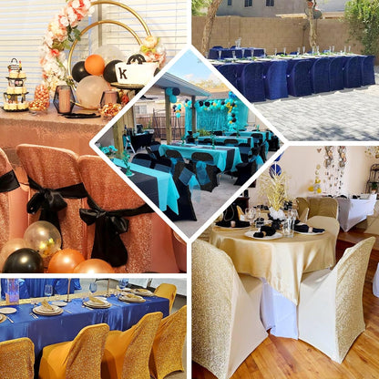 1 Set Efavormart Gold Spandex Stretch Folding Chair Covers for Party Dining Chairs W/Metallic Glittering Back W/Foot