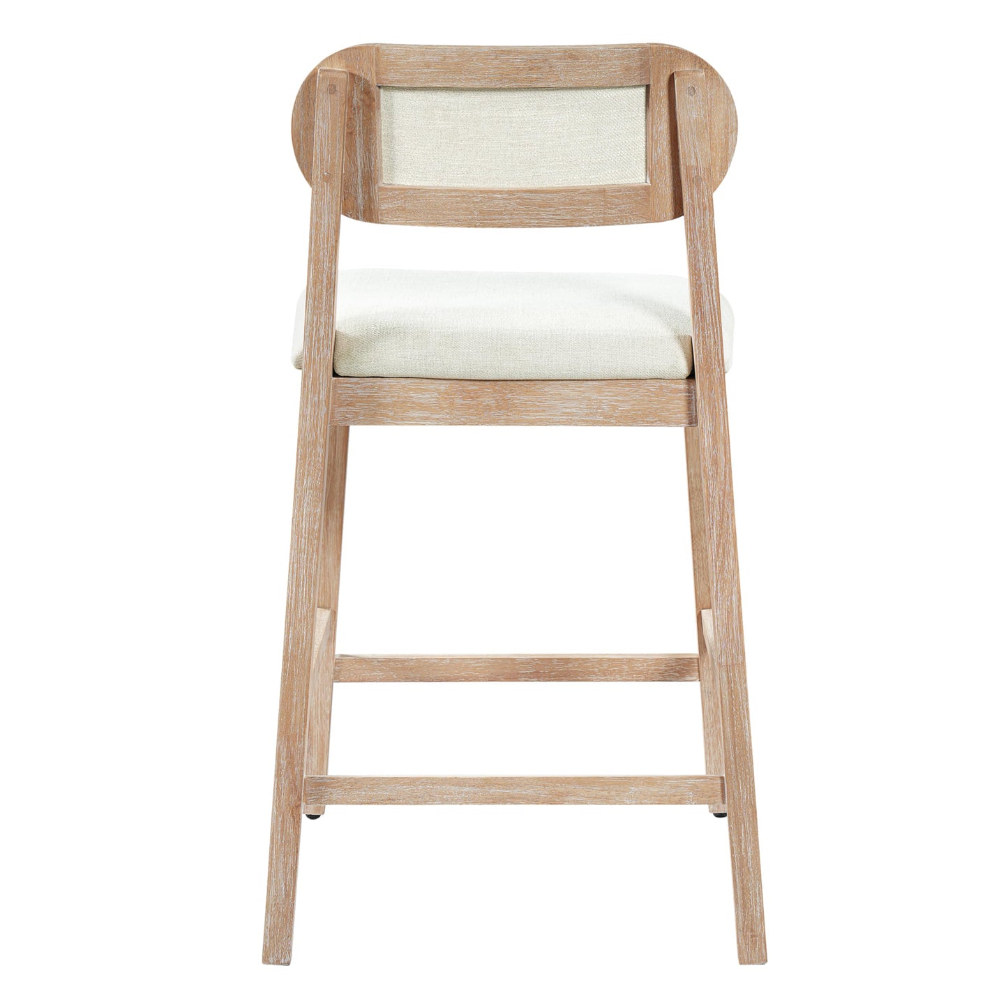 Christopher Knight Home Kaylin Modern Counter Height Bar Stools Set of 2, Upholstered Bar Stool for Kitchen Island, Rubberwood Dining Room Chair, Counter Stool with Footrest, Natural+Beige