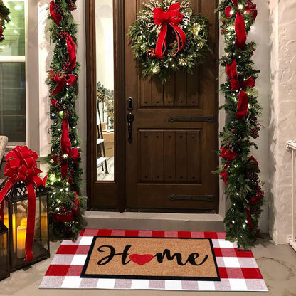 USTIDE Cotton Buffalo Plaid Rug, Red & White Check, 23.6"X51", Hand-Woven Indoor/Outdoor Washable Carpet