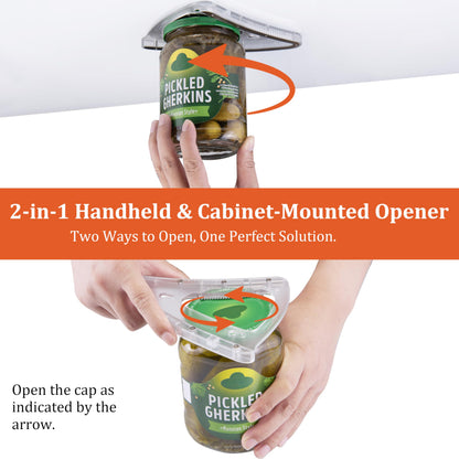 Uinxan Jar Opener for Weak Hand & Seniors with Arthritis,Handheld & Under Kitchen Cabinet-Twist Off Bottle Caps,One-Handed Magnetic Lid Open,Unique Gadget–Gift for Elderly,Women&Men (Black)