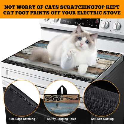 AOHMPT Multi-Design Stove Top Cover for Glass/Electric Stoves - 3-in-1 Heat-Resistant Protector Mat, Non-Slip Drying Rack 28"x20" (Grateful, 28" L x 20" W)
