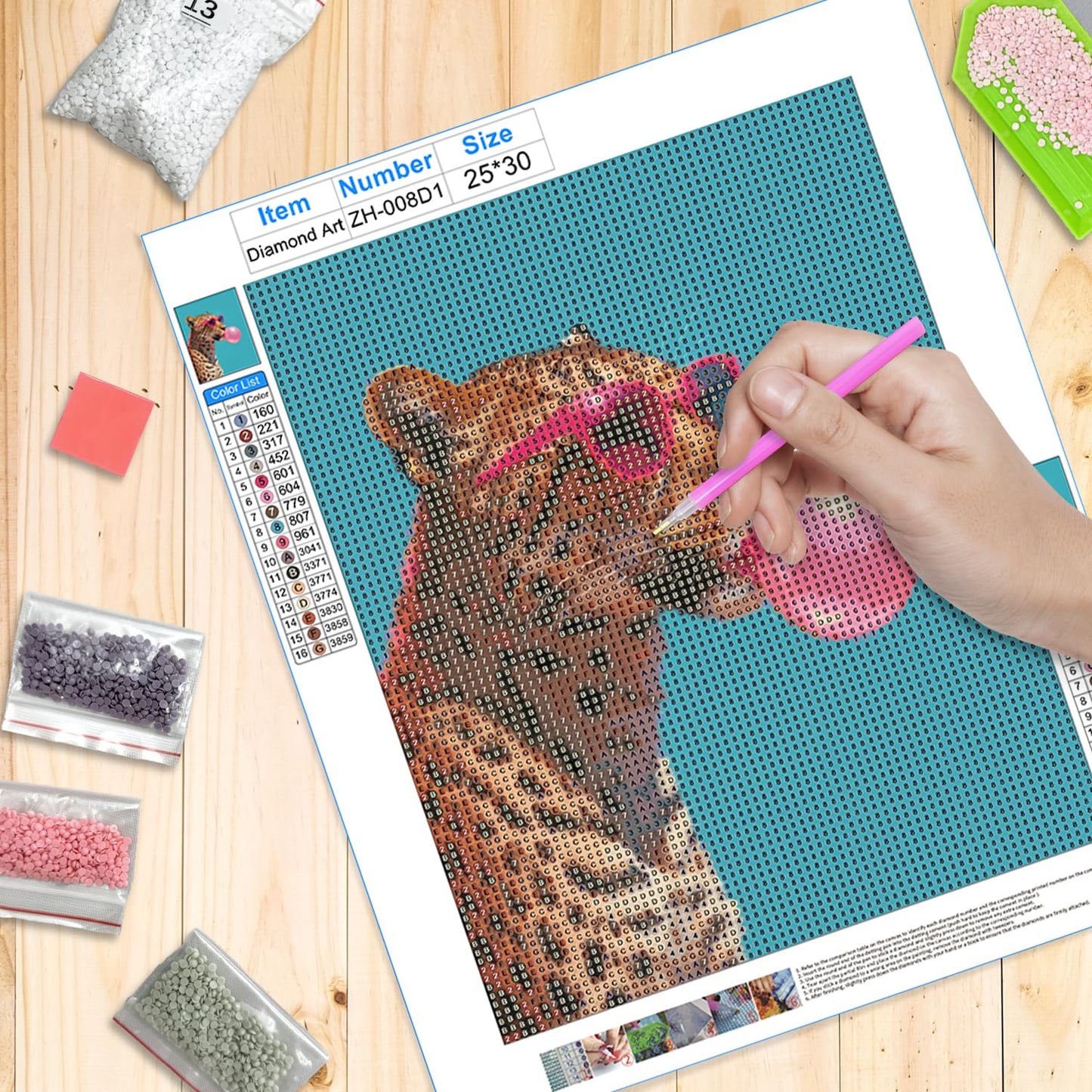 XUNLURY Funny Animal Diamond Art Kits 4 Pcs, Trendy Pink Leopard Highland Cow Dachshund Giraffe Diamond Painting Kits for Kids Adults Beginners, Full Drill Diamonds Dots for Home Decor, 9.8x11.8 Inch