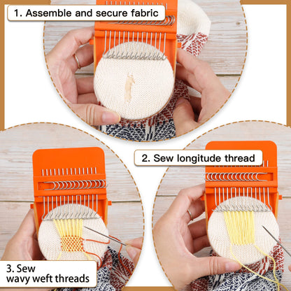 Caydo Speedweve Darning Mini Loom Kits Machine with 50 Color Threads, Sock Darning Mushroom Egg, Complete Darning Kit for Beginners Quickly Mending Jeans Socks, DIY Artful Patterns, Repair Clothes