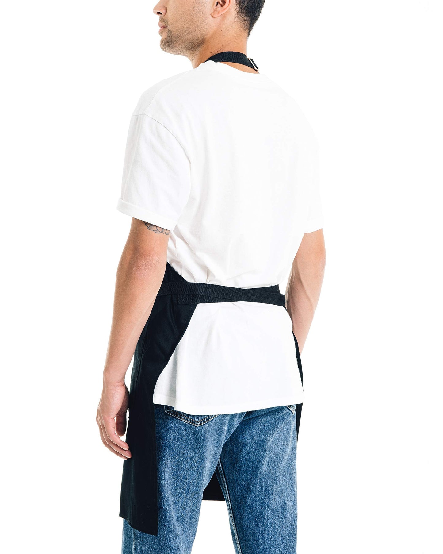 Caldo Daily Cotton Kitchen Apron for Cooking- Mens and Womens Professional Chef or Server Bib Apron - Adjustable Straps with Pockets and Towel Loop (Black)