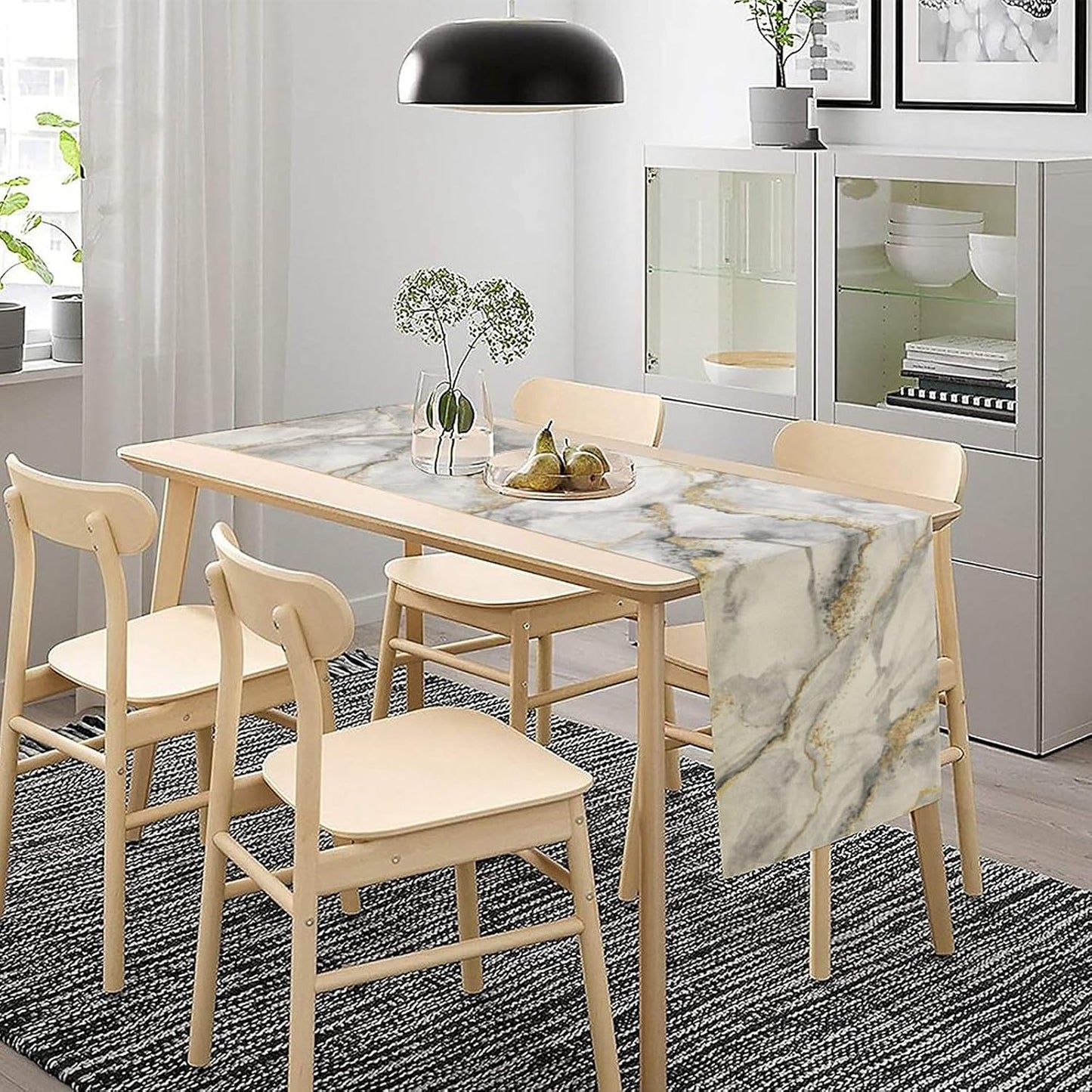 ShiTingYu 13x36 Inch Marble Table Runner Gold Grey Table Dresser Runners Modern Table Coffee Table Runner for Home