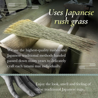 FULI Japanese Tatami Mattress, Foldable Igusa Rush Grass Tatami Rug, Natural Japanese Floor Mattress Mat Made in Japan, Full XL