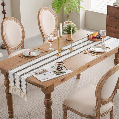 12 36 inch, duduta Black White Tree Boho Macrame Table Runner x Farmhouse Dresser Covers Coffee Table Runner