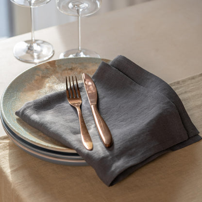HOUSE OF FLAX Linen Dinner Napkins 18 x 18 Inch - 100% Flax Linen Napkins - Stone Washed Pure Linen Cloth Napkins (Ash Grey, 18" x 18"(Set of 4))