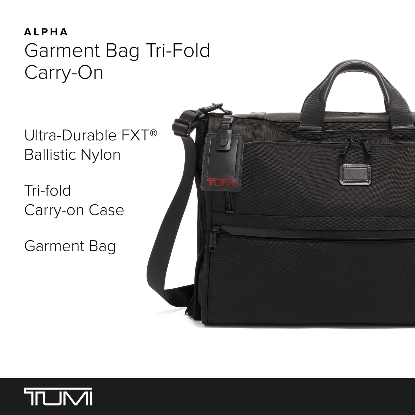 TUMI - Alpha Garment Bag Tri-Fold Carry-On - Business Travel Garment Bag - Fits Suits And Gowns - Top Carry Handles - Black