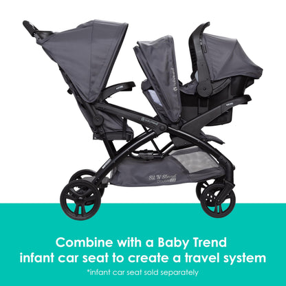 Baby Trend Sit N' Stand® Double 2.0 Stroller, Dash Grey