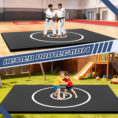 KIKILIVE Wrestling Mat Large 10x6.6FT for Home Workout, High-Density XPE Foam Training Mat for MMA Exercise Yoga, 1.2inch Thicken Folding Gym Mat for Tumbling Grappling Boxing Taekwondo Cheerleading, Black