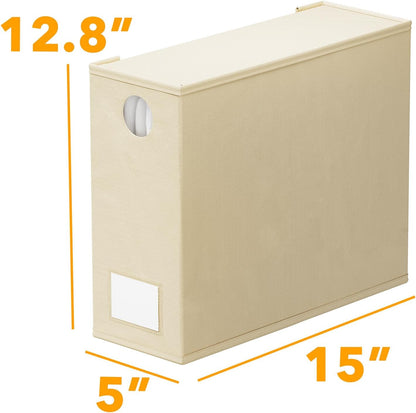 SpaceAid Bed Sheet Organizers - Foldable Linen Closet Storage with Window | XL for Queen & King Size (Beige, 8 Pack)