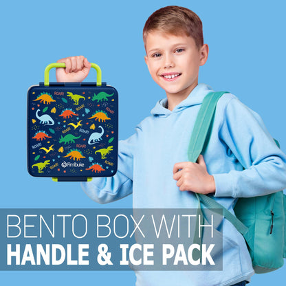 Fimibuke Chill Bento Box for Kids Adult, Leak Proof Toddler Lunch Box with Ice Pack Keep Food Cold, BPA Free 4 Compartment Lunch Container with Utensils for Girl Boy School, Microwave Dishwasher Safe