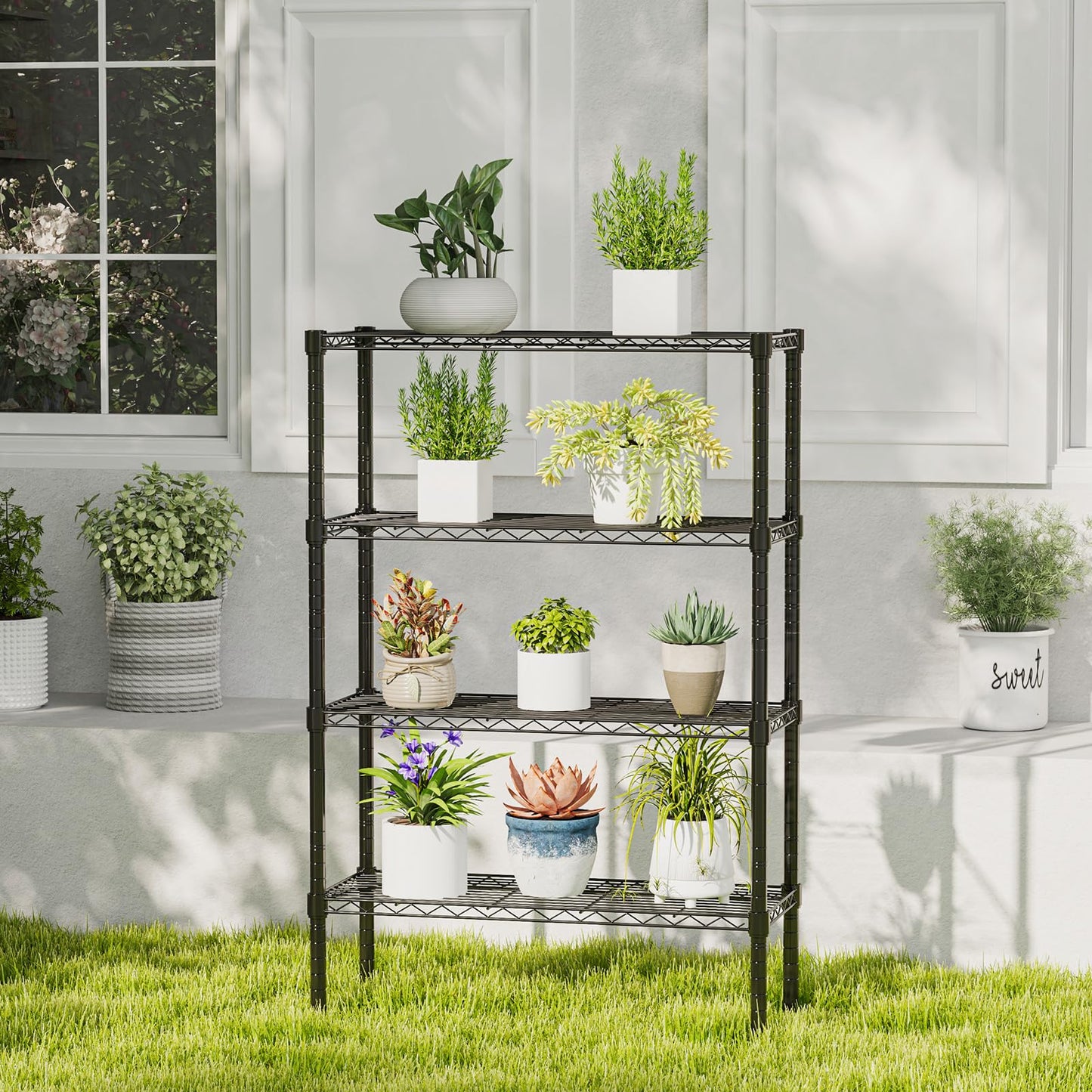 DUMOS 5 Tier Metal Wire Rack Shelf Heavy Duty Standing Shelves Adjustable Steel Closet Shelving Unit Organizers and Storage for Kitchen Bathroom Pantry Office, 13.78" D x 35.43" W x 69.29" H