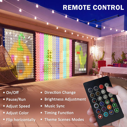 ASTRAEA Smart Curtain Lights 400 LED Curtain Light with APP & Remote,Music Sync,Timer,Indoor Outdoor 6.6Ftx6.6Ft DIY String Fairy Light for Christmas,Halloween,4th of July,Bedroom Wall Backdrop Yard