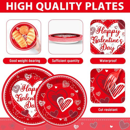 gisgfim 96Pcs Galentines Day Party Plates and Napkins Happy Galentine's Day Red Supplies Gals Tableware Dinnerware Set Valentines Day Paper Dessert Plate Party Decoration Women Ladies Favors Serve 24