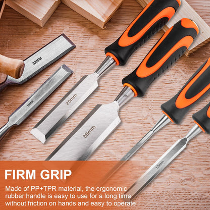 Yunziling 10Pcs Wood Chisel Sets, 6Pcs Premium Wood Chisels with Honing Guide, Sharpening Stone & Carpenter Pencils, Wood Carving Tools Kit for DIY & Professional Use (6-38mm)