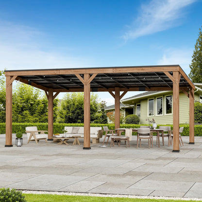 Big Leaf 12x20 Foot Cedar Hardtop Gazebo with Slanted Roof - Durable Rot-Resistant Wood Grill Pavilion, Supports Extreme Snow Loads & High Wind Resistance, Ideal for Deck, Yard or Garden Installations