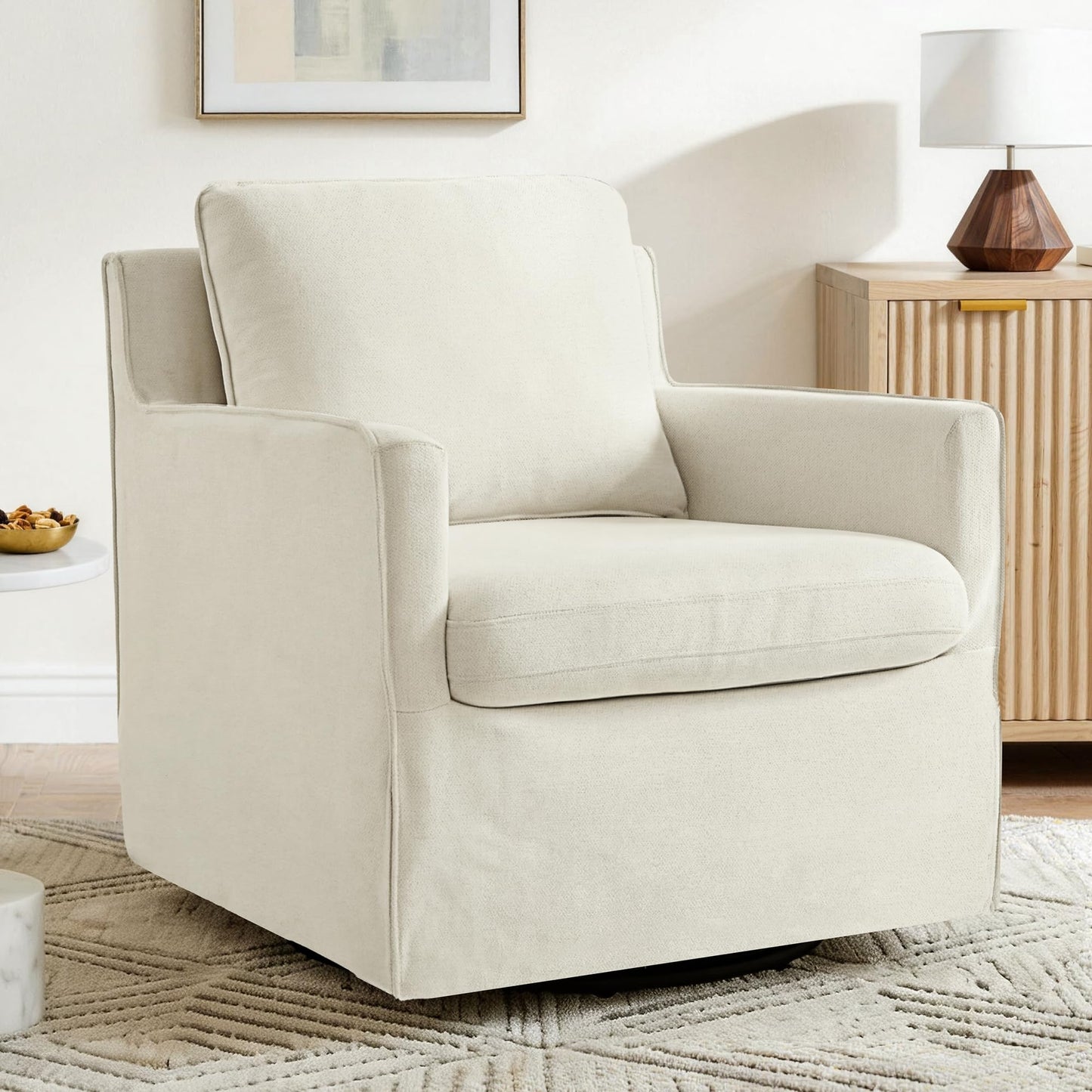 KISLOT Swivel Accent Chair Rocking Recliner 360 Degree Swivel Armchair Machine-Washable Cover for Nursery Living Room Bedroom