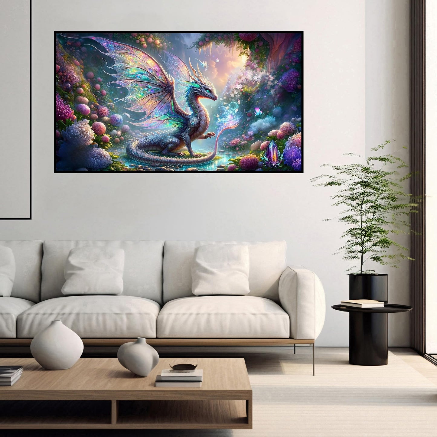Zythron Large Diamond Art, Dragon Diamond Art Kits for Adults Beginner, Large Dragon Landscape Diamond Painting 5D DIY Full Round Gem Crystal Art Paint by Diamond, Home Wall Decor 27.5 X 15.7 inch