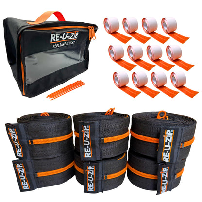 RE-U-ZIP Reusable Dust Barrier Zipper, Fail-Safe, Replaceable & Lockable, Cost-Effective for Single or Repeated Use, PRO Bundle