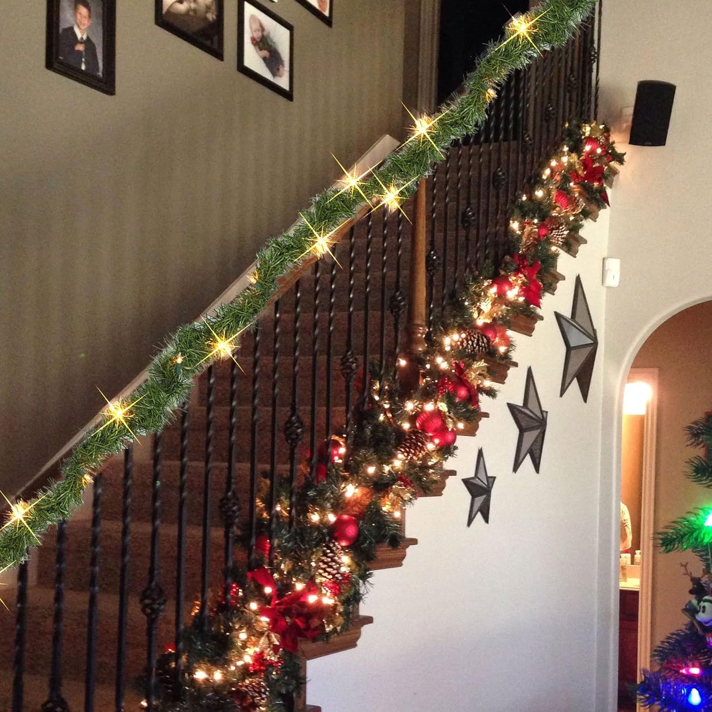 14.8 50 Nerosun FT Artificial Christmas Garland, Pre-Lit LED Mini String Lights Battery Operated Xmas Garland for Home