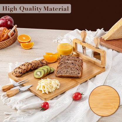 AISOSO Charcuterie Boards, Personalized Bamboo Cheese Board Set with 4 Cheese Knife, Lightweight and Elegant Serving Platter Accessories for Entertaining Party Picnic, Housewarming and Wedding