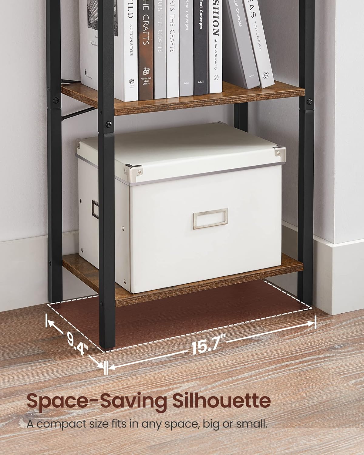 VASAGLE 4-Tier Tall Bookshelf, Industrial Style Bookcase with Steel Frame for Living Room, Home Office, Rustic Brown