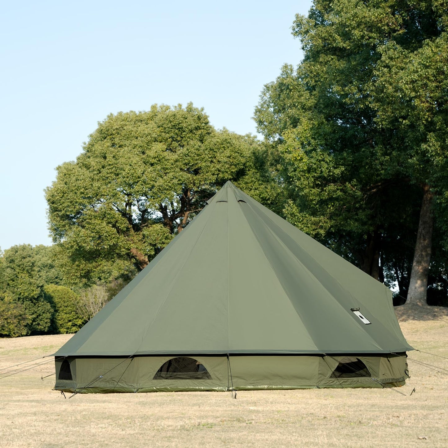 WaldZimmer Canvas Bell Tent 19.7ft Green with Stove Jack and Zipped Removable Floor, Luxury Outdoor Glamping Yurt Cotton Tent for Family Truck Car Camping Hunting Party