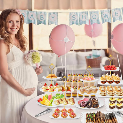Xoogifae 13pcs Dessert Table Display Set, 4pcs Tiered Cupcake Stand Holder Tower, 1pc Acrylic Dessert Display Riser, 6pcs Serving Trays, 2pc Tong Combo For Wedding Party Birthday Bride Baby Shower
