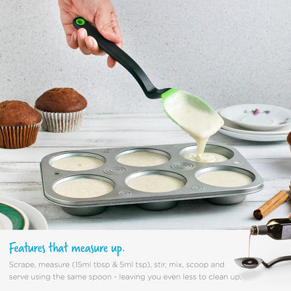 Dreamfarm Supoon Non-Stick Spoon - Sit-Up Silicone Scraping, Serving, Cooking, 11" Green