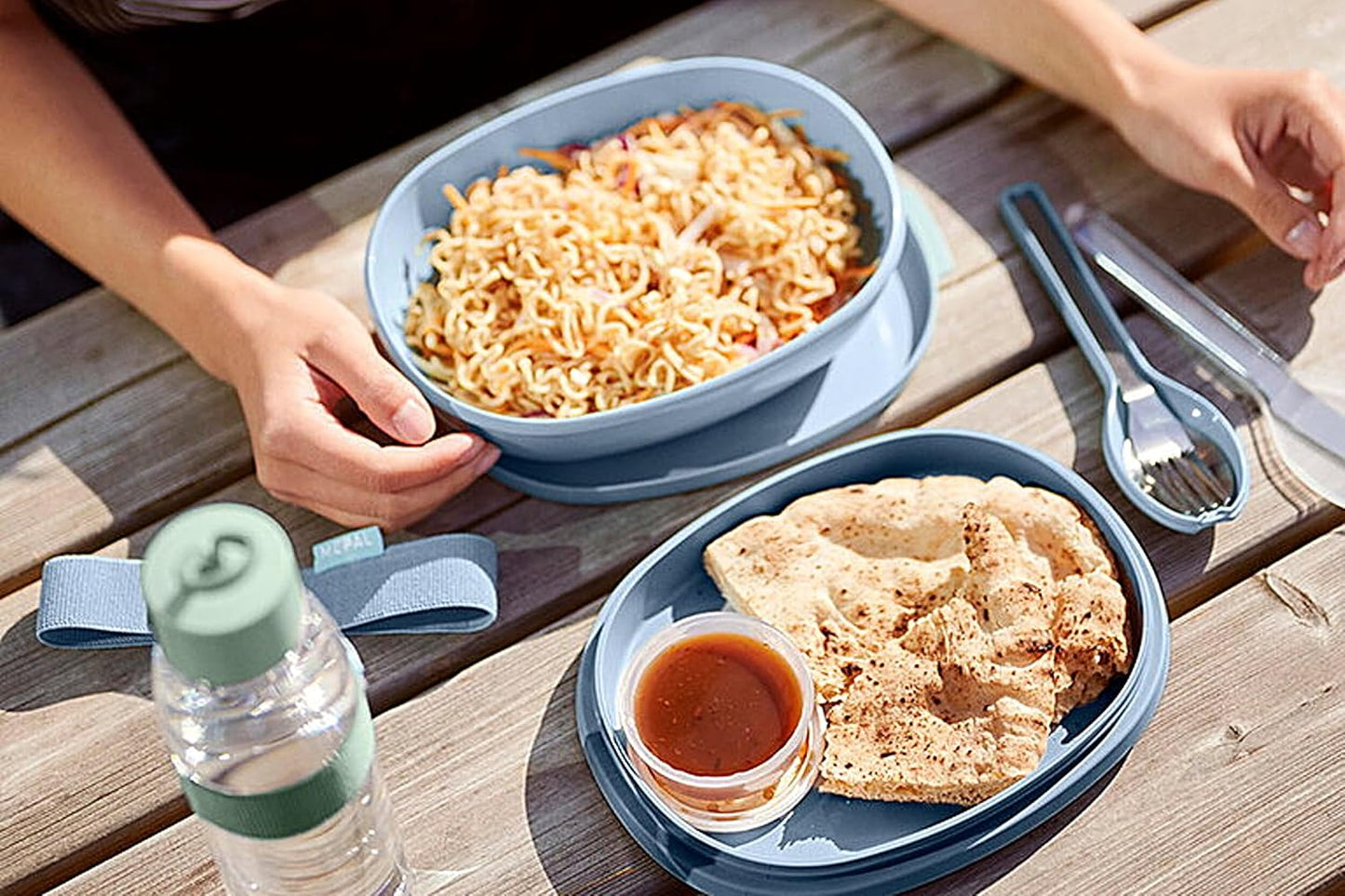 MEPAL Duo-Lunch Box with Two Compartments for Food Storage, Portable, BPA Free, Nordic Pink, Holds 1425ml