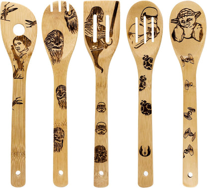 Star War Wooden Spoons Kitchen Cooking Utensils, Bamboo Utensil Set for Cooking, Heat Resistant for Non-Stick Cookware