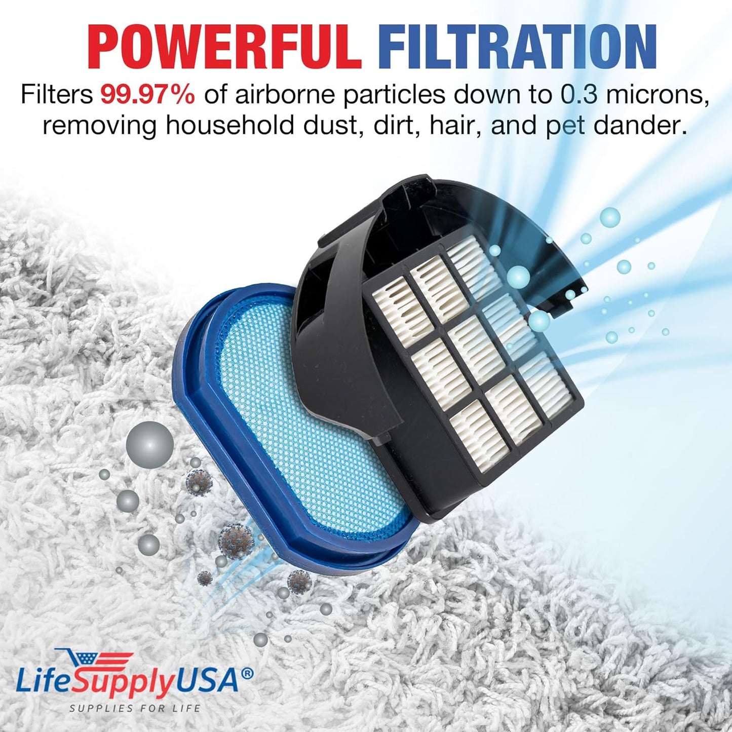 LifeSupplyUSA Vacuum Filter Replacement + Exhaust HEPA Kit for Hoover T-Series WindTunnel Bagless Vacuums