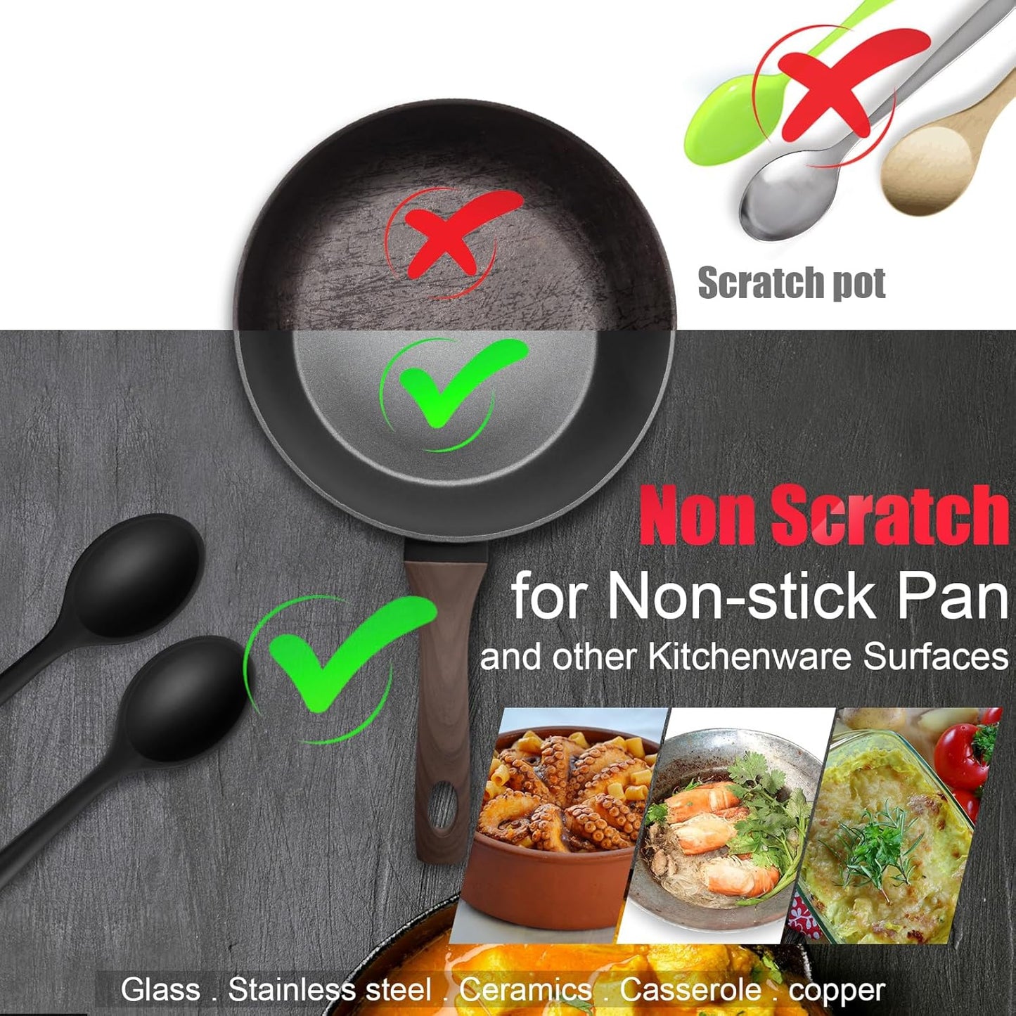 Patelai 4 Pieces Small Silicone Spoons, Multicolored Nonstick Kitchen Serving and Stirring Tools