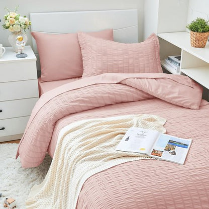 HYMOKEGE Rose Gold Twin XL Comforter Set - 5-Piece All-Season Luxury Bedding Set with Sheets & Pillowcase
