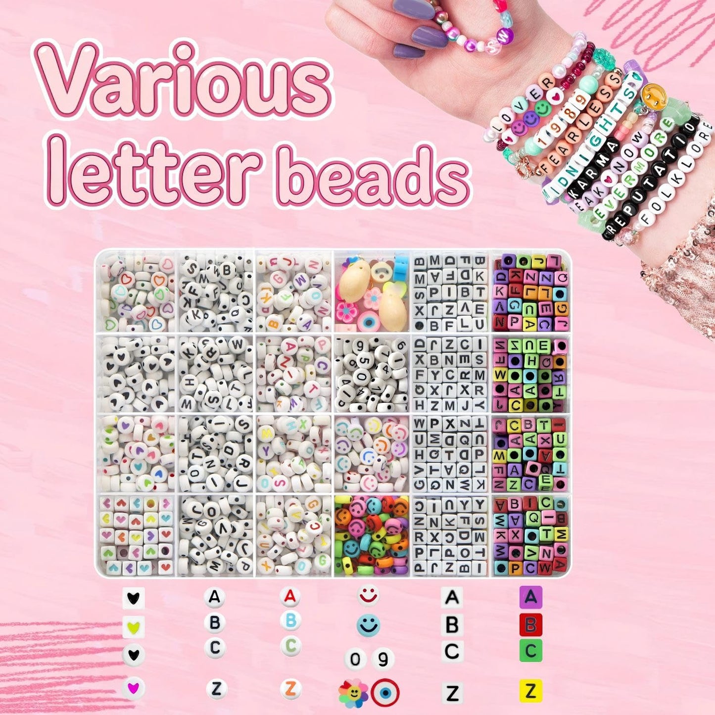 LIS HEGENSA 30 Color 12800PCS+ Kandi Pony Beads Bulk,Bead for Necklace Jewelry Making Hair Braiding Keychain Bracelets Making Kits,Pet Art Beads for Crafts Braids Girls