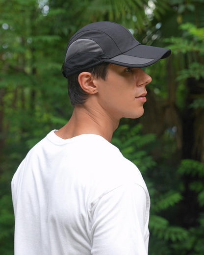 GADIEMKENSD Outdoor Running Hat Men's Cooling UPF50+ Womens Baseball Cap Sport Mesh Sun Hat Trucker Dad Hats Quick Dry Breathable Unstructured for Summer Camping Fishing Hiking Improved Black L