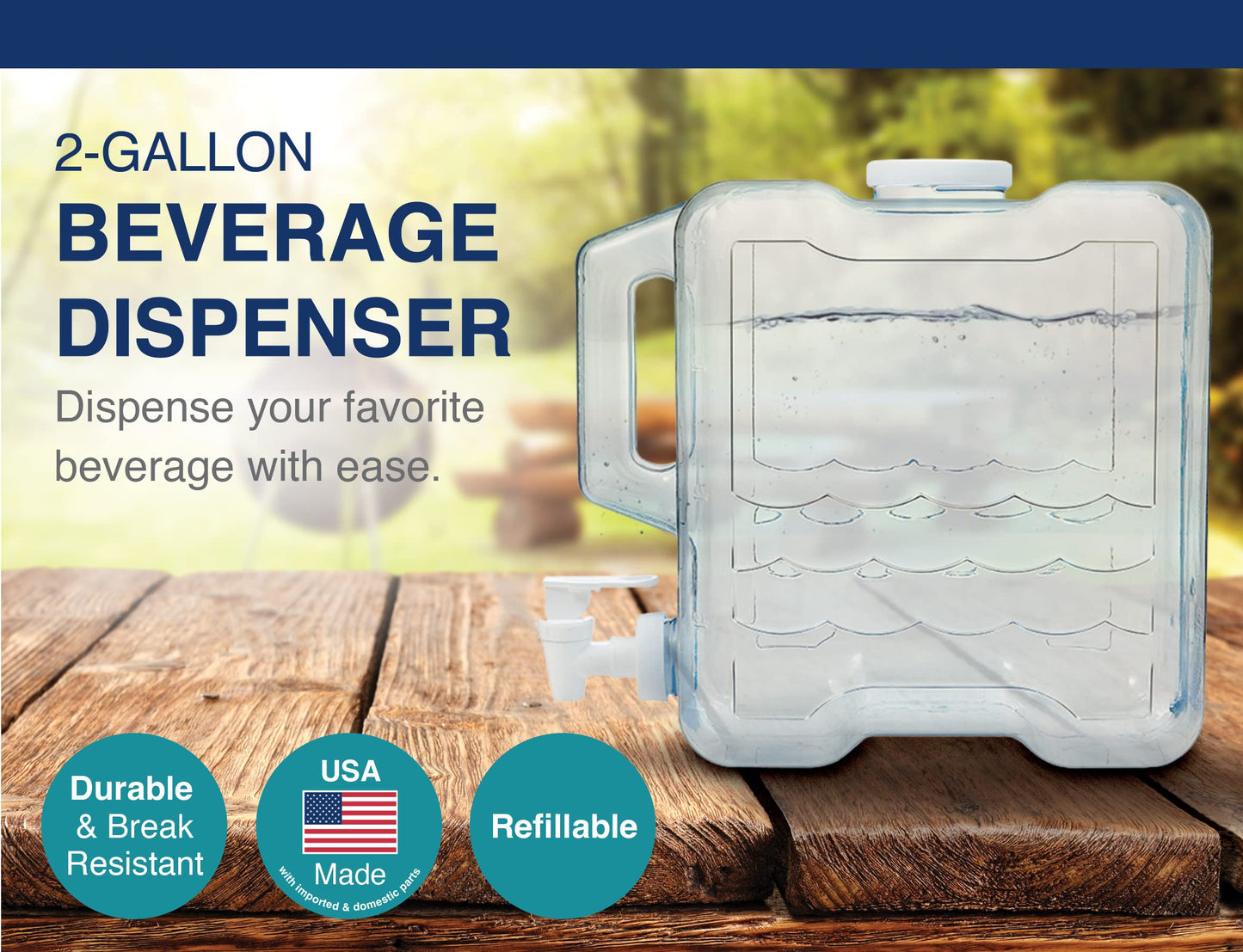 Arrow Home Products 2 Gallon Drink Dispenser for Fridge - Plastic Beverage Dispenser with Spigot for Easy Dispensing - BPA Free Plastic - Convenient Handle, Easy-Pour Spout