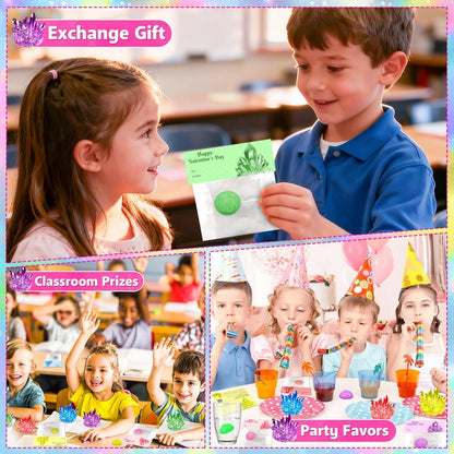 24 Pack Valentines Day Gifts for Kids - Crystal Growing Science Kit with Valentine Cards, Unique Class Classroom Exchange Cards, School Party Favors and Goodie Bags Stuffers for Girls Boys
