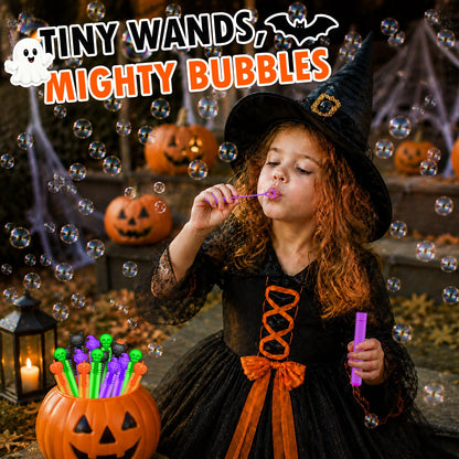 Bulk Halloween Giveaways Handouts Prizes for Kids 100 PCS, Mini Bubble Wands for Toddlers, Bulk Small Halloween Toys Gifts Party Favors Goody Bag Stuffers Fillers Items for Pinata Birthday Classroom