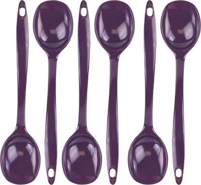 Reston Lloyd Cooking Spoon, Serving, Basting, Mixing, Heat Resistant, BPA Free Melamine, Set of 6, Plum