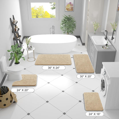 OLANLY Bathroom Runner Rugs - Extra Soft Absorbent Chenille | 47x24, Quick Dry, Machine Washable, Beige