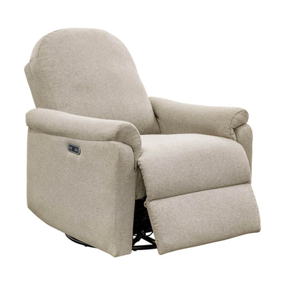 Madison Park Recliner & Rocking Chair: Glider Recliner Nursery Chair for Living Room & Bedroom, Swivel Rocker Recliner with a Rounded Back, Versatile 3-in-1 Accent Chair for Small Spaces, Beige