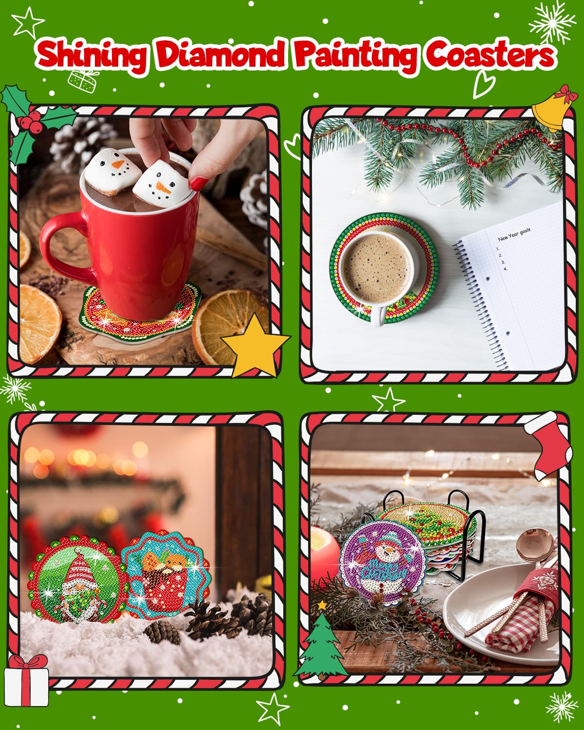 12 Days of Christmas Advent Calendar Diamond Painting Coasters, DIY Crafts Gem Diamond Art Kits for Adults, Elderly Parents, Christmas Ornaments Advent Calendar 2025 for Adults, Seniors, Women, Grils