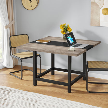 LITTLE TREE 6.5 Ft Conference Table, Modern Black Rectangle 78.74" L X 39.2" W X 29.52" H Wood Seminar Table for Office, Conference Room, 2 Separate Piece