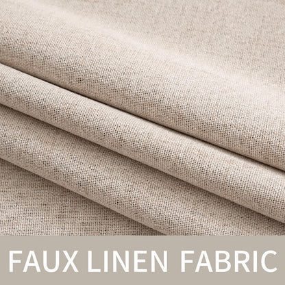 MIULEE 100% Blackout Linen Textured Curtains - Extra Long 100" Thermal Insulated Natural Beige | Luxury Room Darkening Drapes (2 Panels)