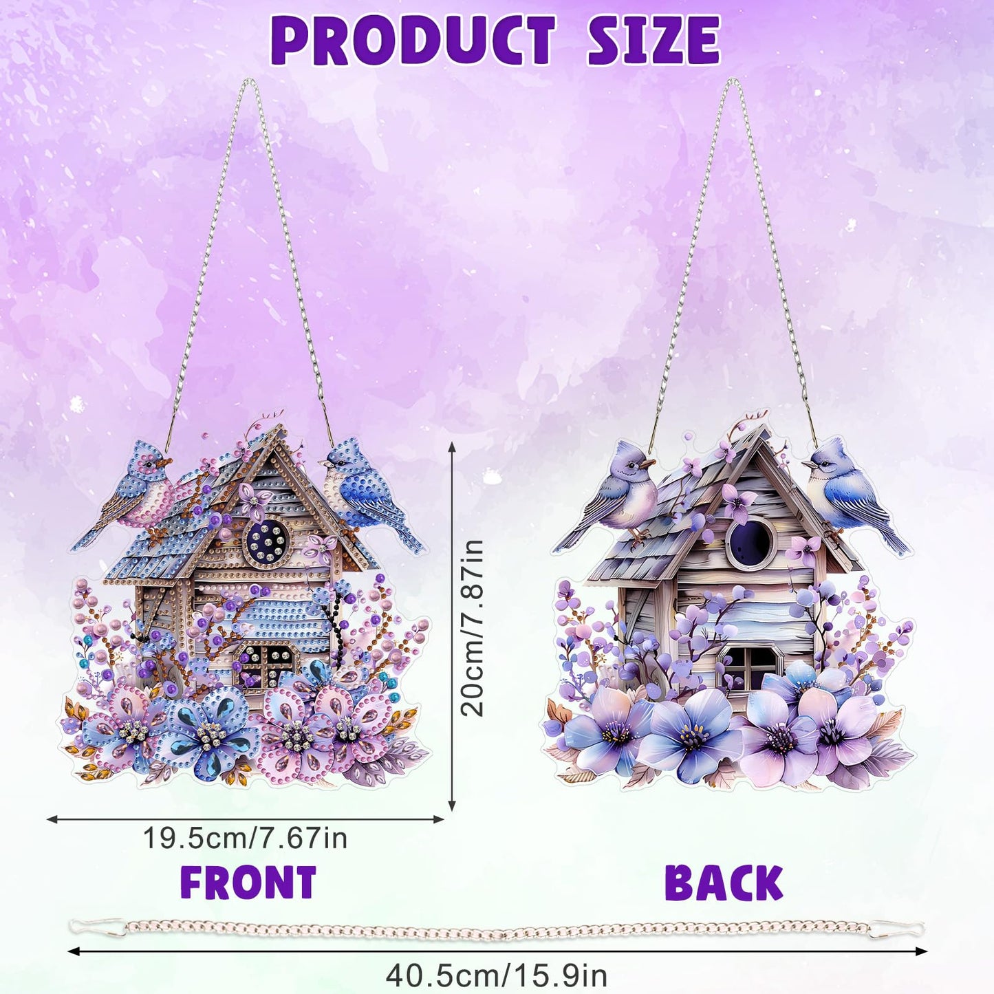 DOMROM Bird House Diamond Art Hanging Kits for Adults, Special Shaped Diamond Painting, Crystal Art Suncatchers Ornament, Rhinestone Decor for Home Garden Window Wall Decor