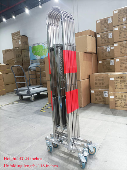 Industrial Expandable Barricade, Retractable Driveway Gate, Stainless Steel Folding Security Gate, Adjustable Traffic Fence for Construction Site, Traffic Control, Cordon, Elevator, Garage, H（1.2 M）